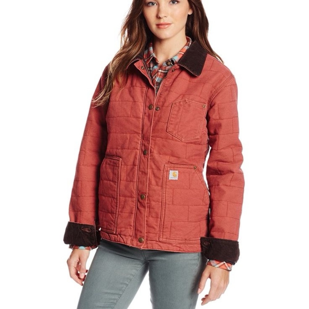 RARE Vintage Carhartt Womens Jacket Small Lined Quilted Sandstone Brick Red - Picture 4 of 9